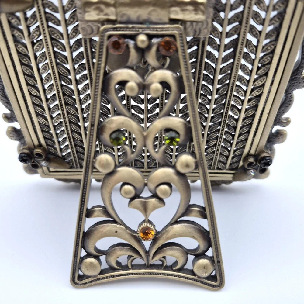 Tizo Jeweled Crystal Enameled 4x4 Frame Amber Champagne Metal